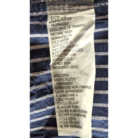 Allison Daley Shirt Blouse Blue Embroidery Striped Button Down 3/4 Sleeve 18W - Picture 10 of 10